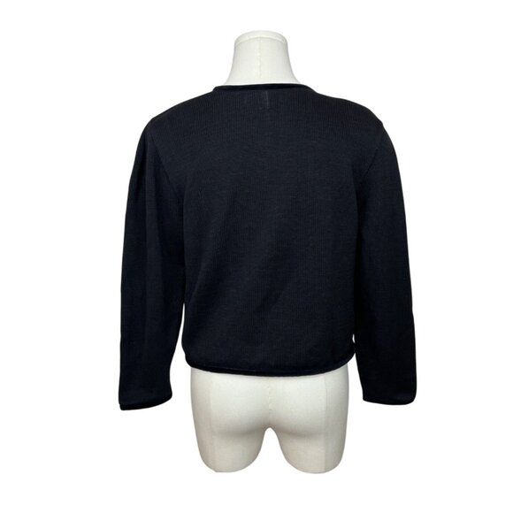 Vintage Cullinane Black Cardigan Sweater with Velvet Bow Detail Sz S - Picture 3 of 8
